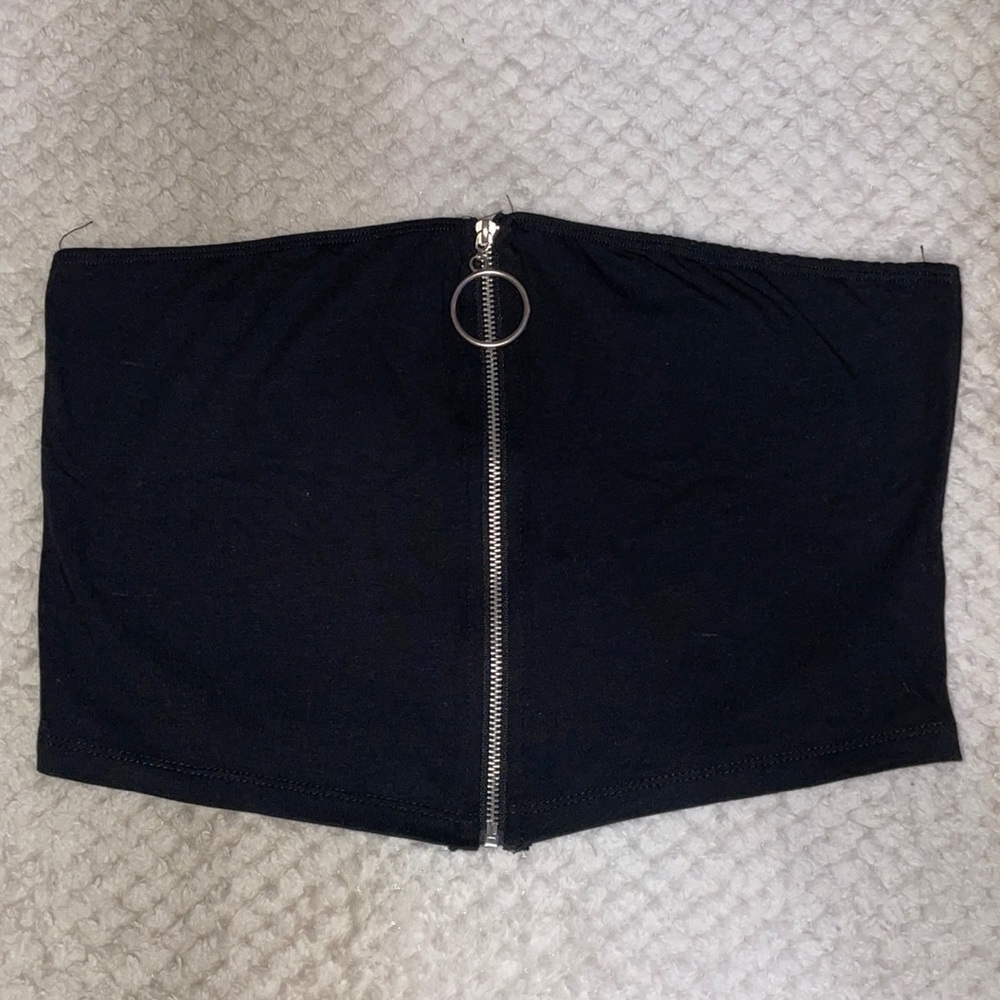 Black Tube Top with Zipper